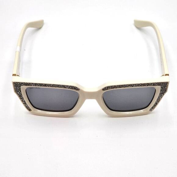 Jimmy Choo 51MM Embellished White/Ivory Rectangle Sunglasses - Picture 13 of 13